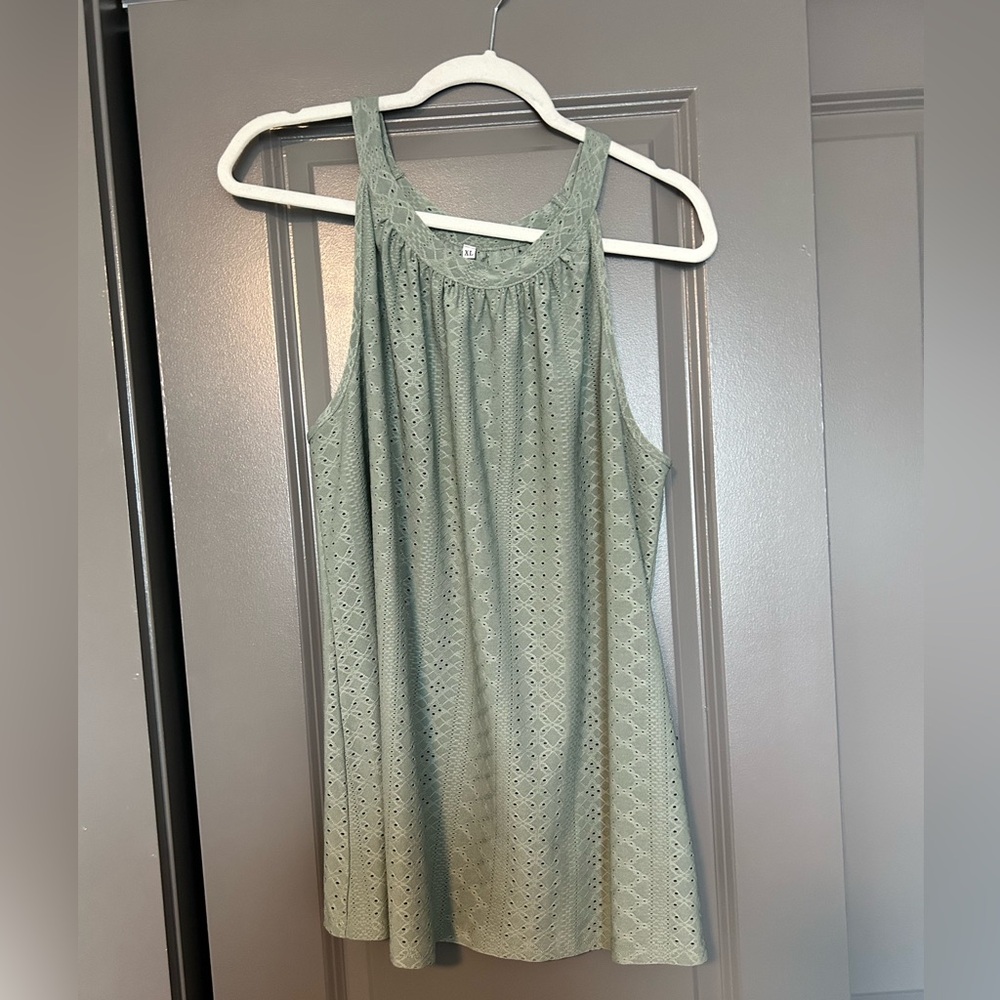 Mint green cut-out tank, size L